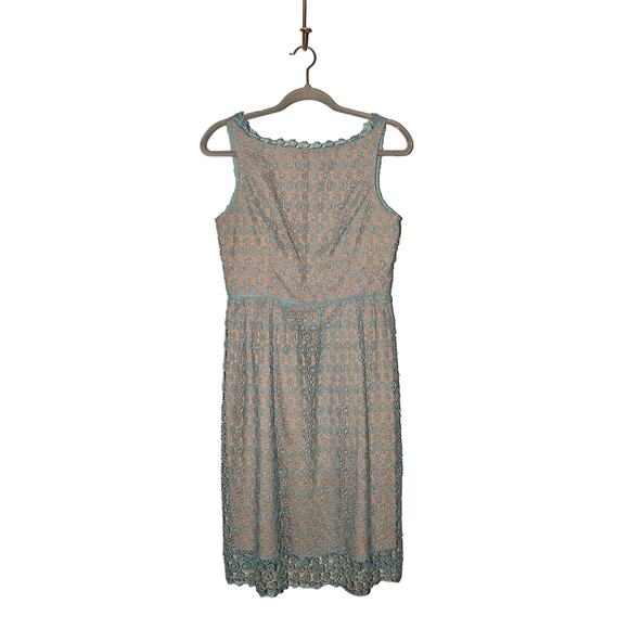Adrianna Papell Dresses & Skirts - ADRIANNA PAPELL $178 V-Back Lace A-line Dress Light Blue / Nude Lining Size 6